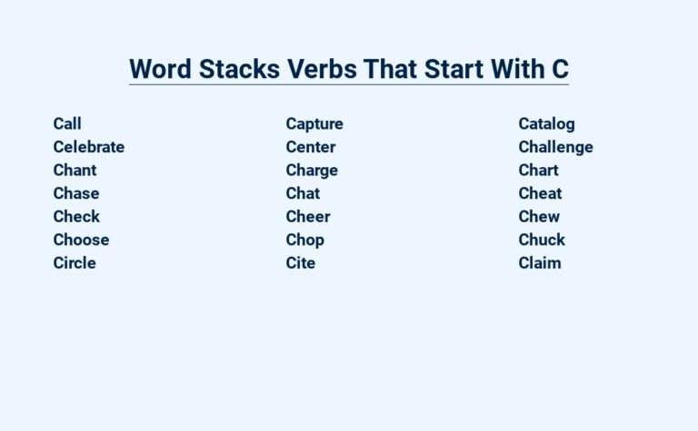 Read more about the article Word Stacks Verbs That Start With C – Expanding Your Vocabulary