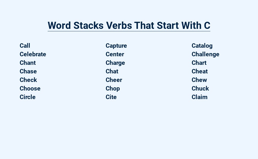 word stacks verbs that start with c