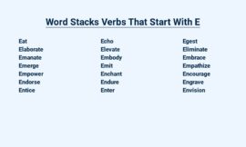 Word Stacks Verbs That Start With E – Expanded