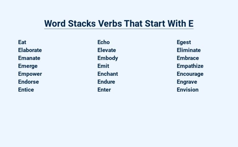 Read more about the article Word Stacks Verbs That Start With E – Expanded