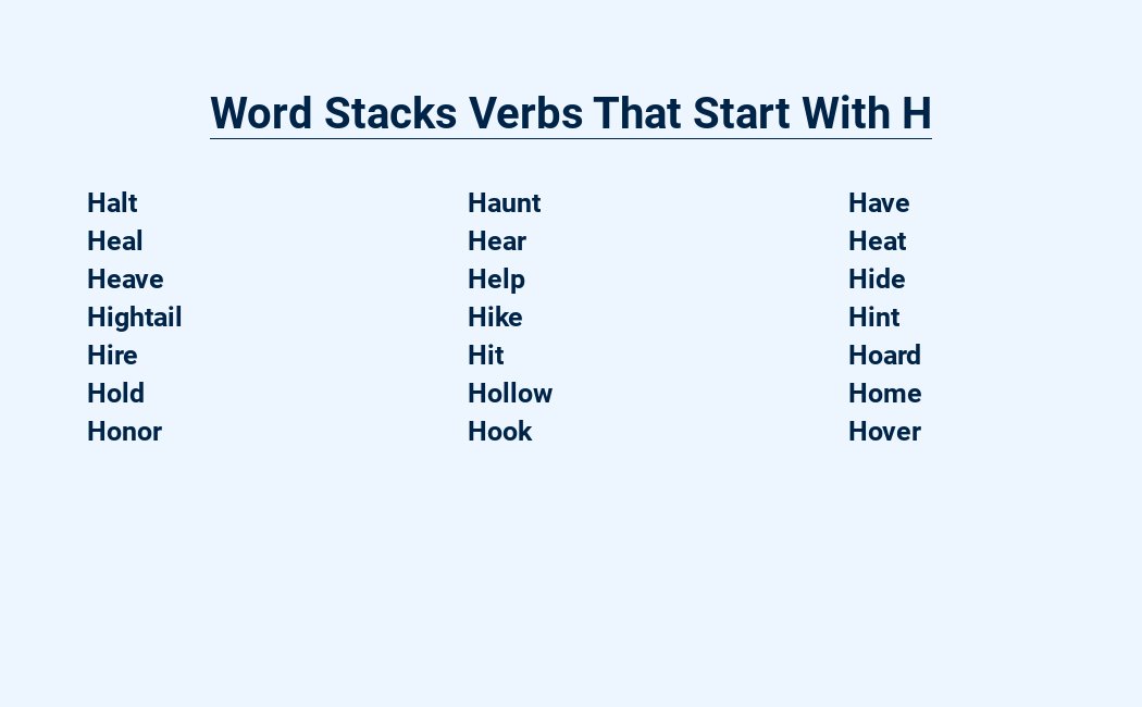 word stacks verbs that start with h