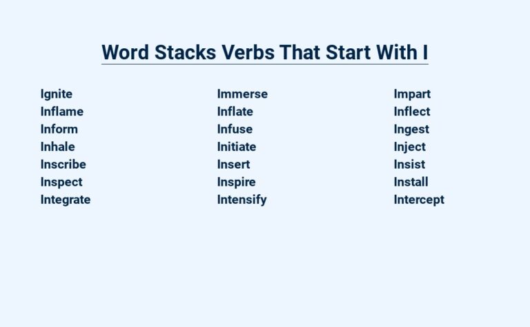 Read more about the article Word Stacks Verbs That Start With I – Lexicon League