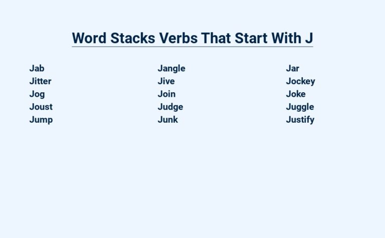 Read more about the article Word Stacks Verbs That Start With J – Jump, Jitter, Jostle