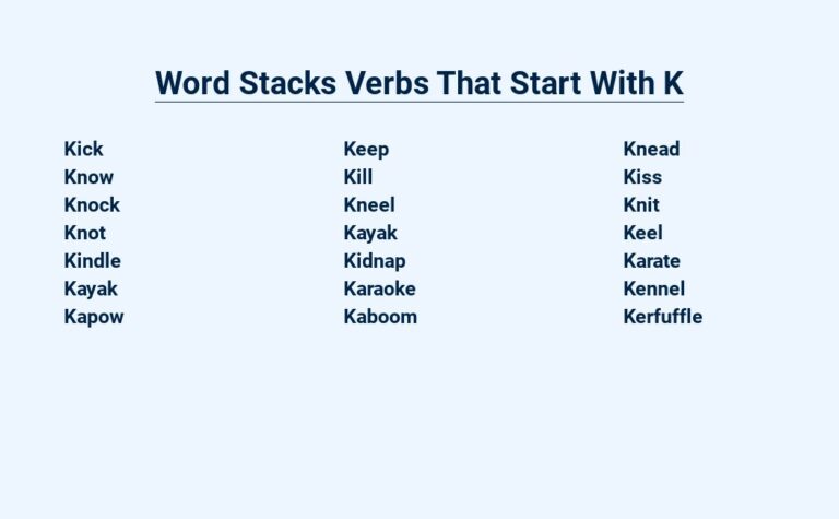 Read more about the article Word Stacks Verbs That Start With K – Kick Off Your Vocabulary