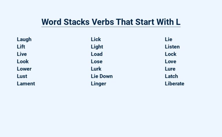 Read more about the article Word Stacks Verbs That Start With L – Learn Them All