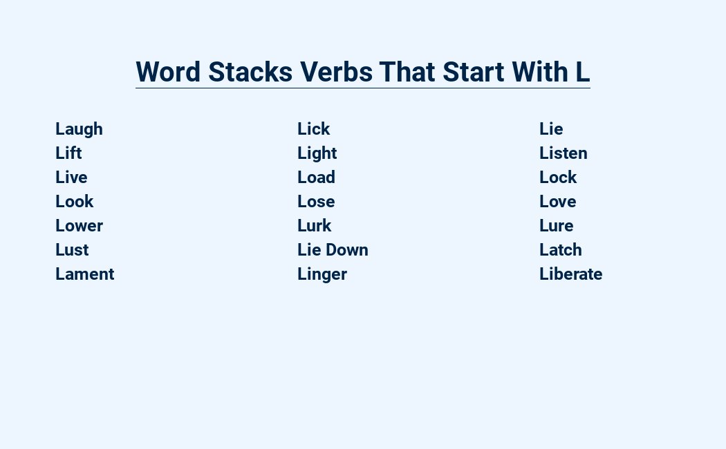 word stacks verbs that start with l