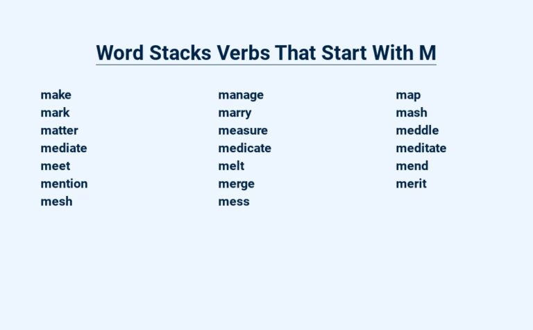 Read more about the article Word Stacks Verbs That Start With M – Masterful Meanings