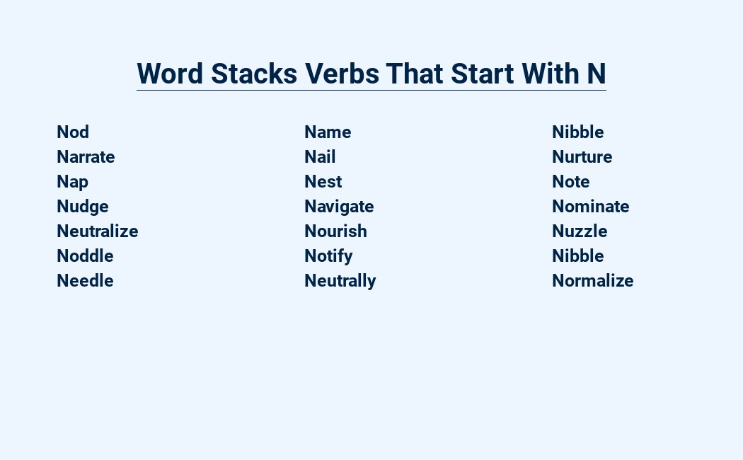 word stacks verbs that start with n