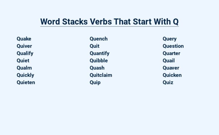 Read more about the article Word Stacks Verbs That Start With Q – Mind-Expanding Vocabulary