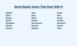 Word Stacks Verbs That Start With R – Remember, Recall, Rush