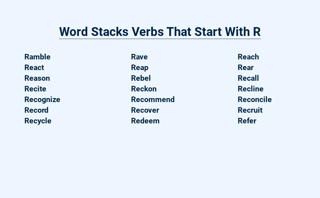 word stacks verbs that start with r