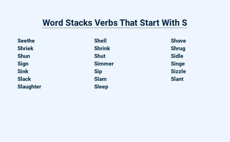 Read more about the article Word Stacks Verbs That Start With S – Soar Through Syntax