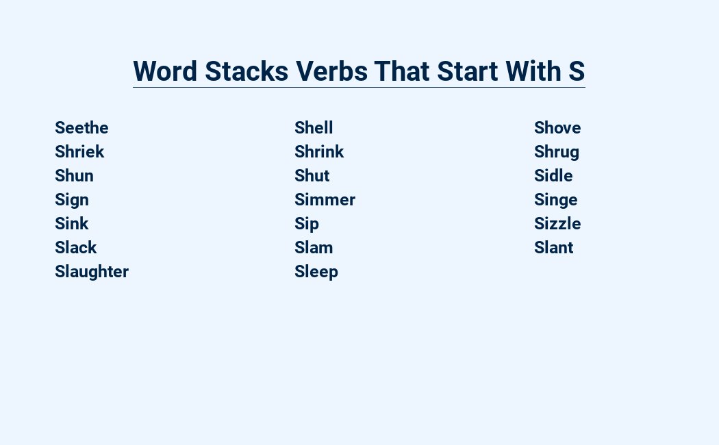 word stacks verbs that start with s