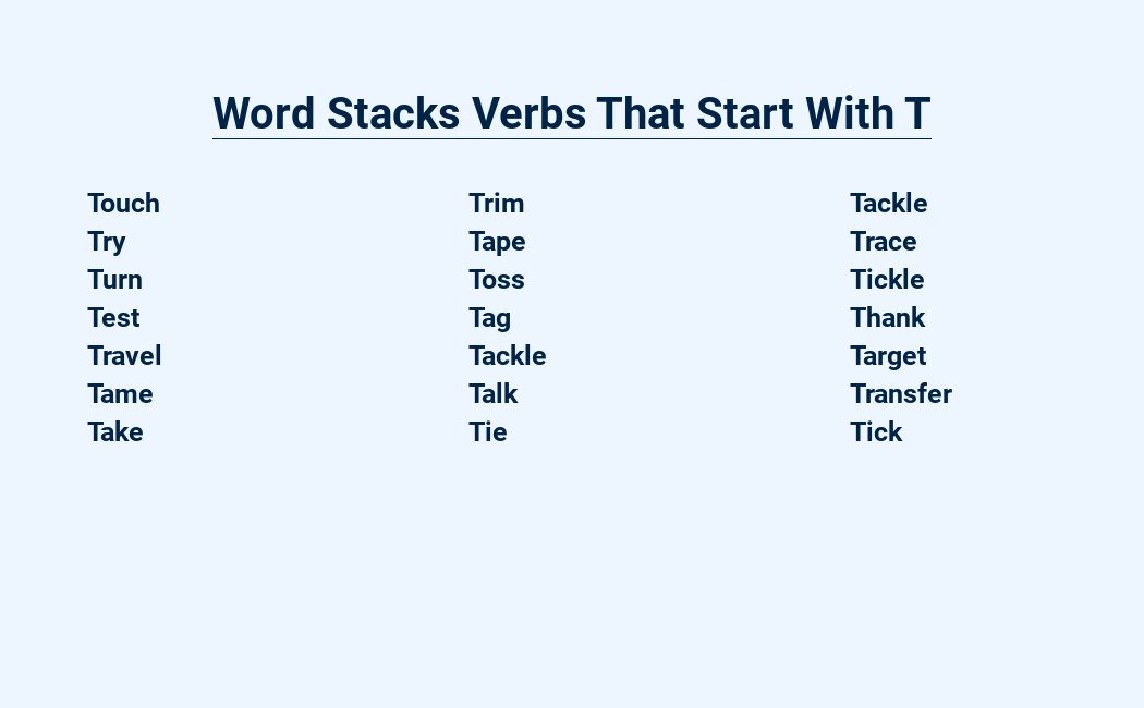 word stacks verbs that start with t