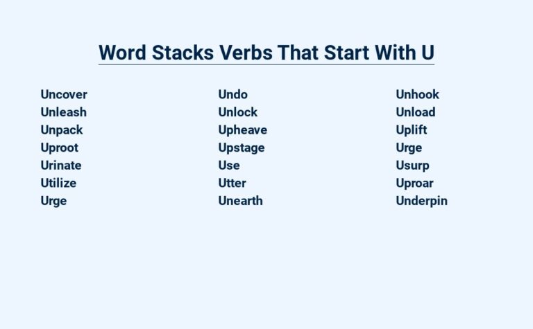 Read more about the article Word Stacks Verbs That Start With U – Understand, Unleash, and Uphold