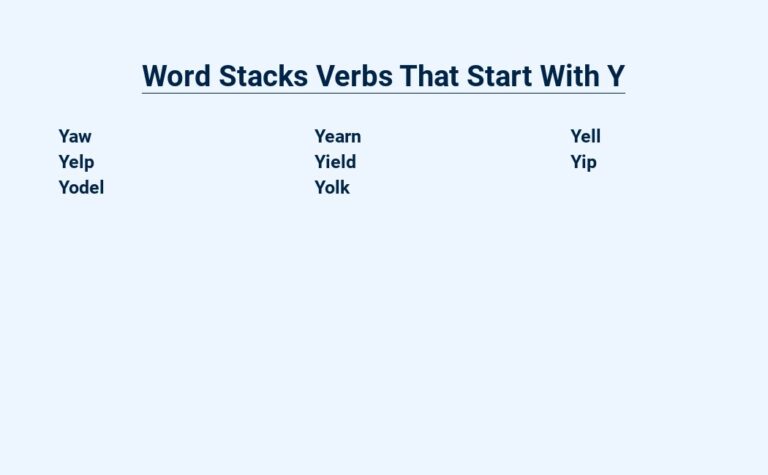 Read more about the article Word Stacks – Verbs That Start With Y – Dive Deep