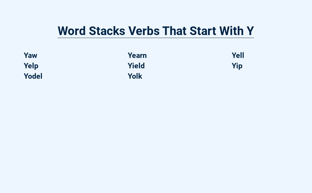 word stacks verbs that start with y