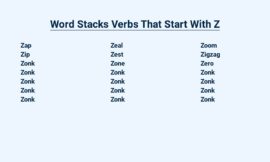 Word Stacks Verbs That Start With Z – Zap Through Them All