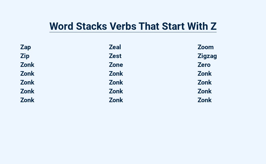 word stacks verbs that start with z