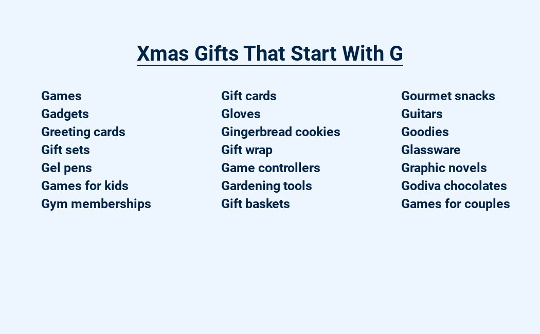 xmas gifts that start with g